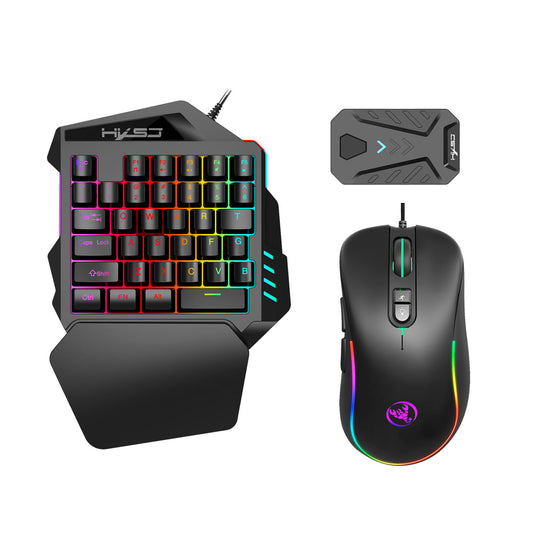 Wired Android gaming keyboard and mouse set by eprolo, includes PUBG gun converter for one-handed gameplay control.