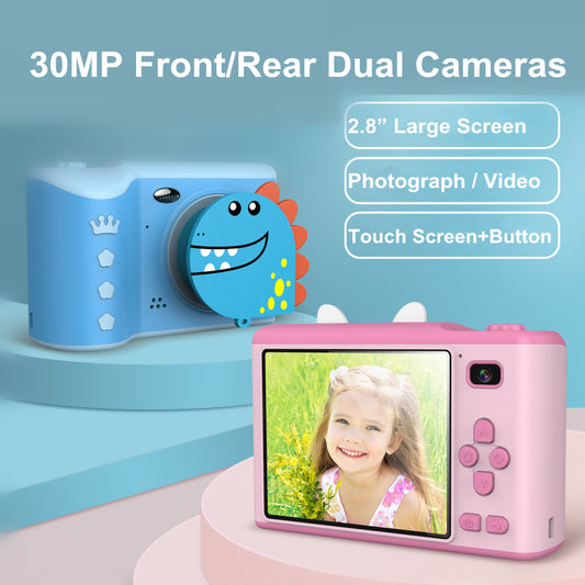 Eprolo 2.8 inch HD children's digital camera with dual cameras, compact mini design, suitable for young photographers.