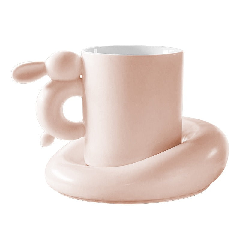 Eprolo rabbit ceramic coffee cup and saucer set with elegant design, ideal for afternoon tea and high-value mug presentation.