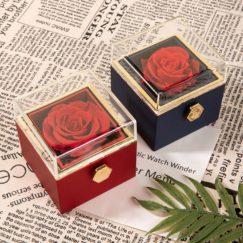 Eprolo 360° flip rose gift box with necklace and ring, perfect for women, girlfriend, Valentine’s, Mother’s Day, or birthday gift.