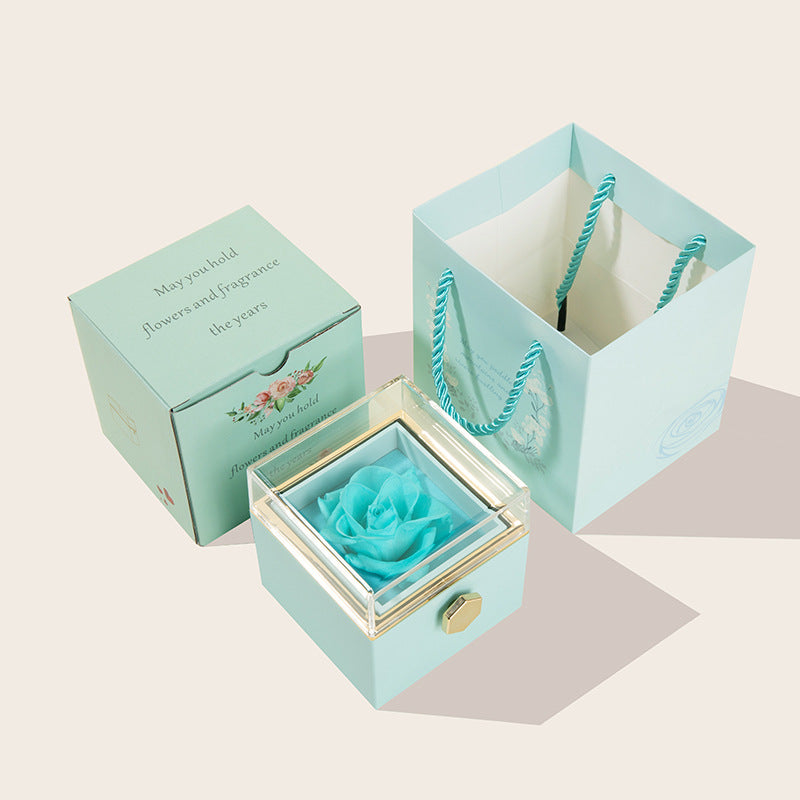 Eprolo 360° flip rose gift box necklace and ring set for women, ideal for Valentine’s Day, Mother’s Day, or birthday gifts.