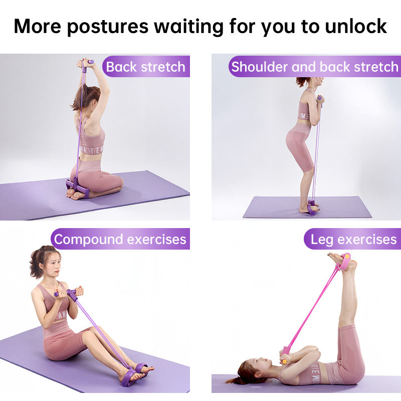 eprolo 6-in-1 multifunctional resistance band set for full body workout, showing colorful elastic bands and handles.