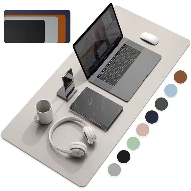 Large PU leather waterproof office desk protector mat, 60x30mm, with space for mouse and keyboard, ideal for gaming and work setups.