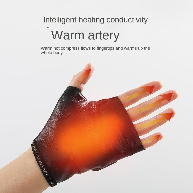Autumn and winter intelligent electric heating gloves, unisex half finger gloves, gaming and office warm heating gloves - American Smart