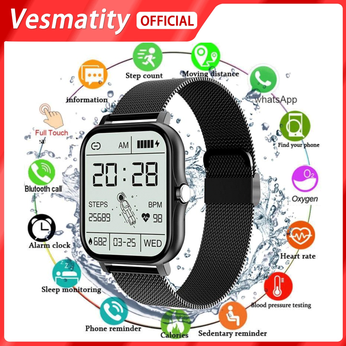 CT2 Smart Watch Full Touch Fitness Smart Watch Heart Rate Monitor Bluetooth Call Waterproof Watch - American Smart