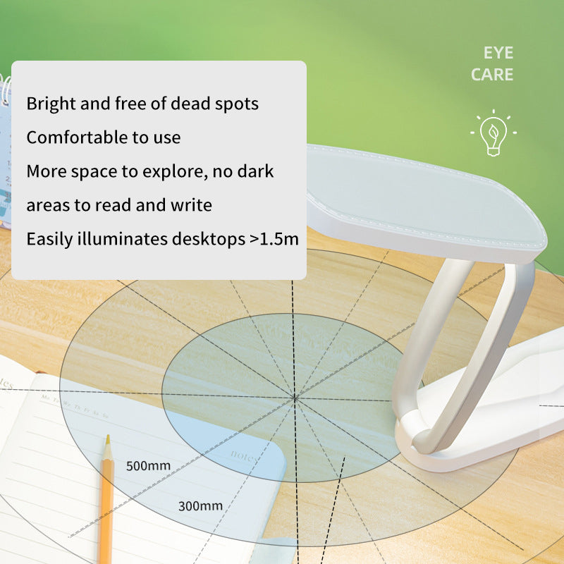 Eprolo folding USB rechargeable eye protection desk lamp with touch control, LED reading light for study and bedside use.