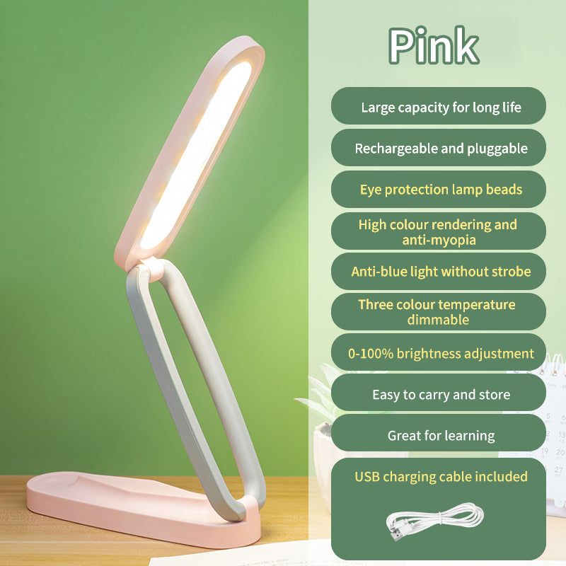 eprolo folding USB rechargeable LED desk lamp with touch control, ideal for reading, studying, and bedside use by children and students