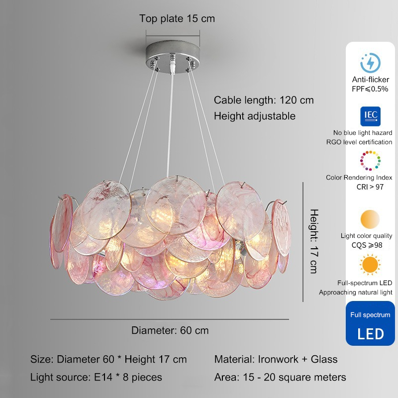 Eprolo luxury living room chandelier with colorful stained glass design, ideal for dining rooms and bedrooms lighting fixtures.