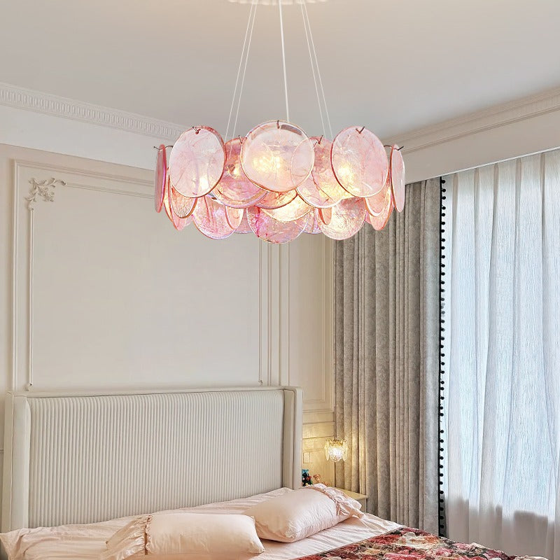 Elegant luxury living room chandelier with colorful stained glass design by eprolo, suitable for dining rooms and bedrooms.
