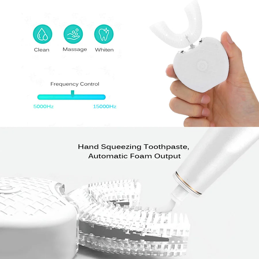 Eprolo intelligent auto ultrasonic electric toothbrush with 360-degree U-shape design for thorough mouth cleaning.