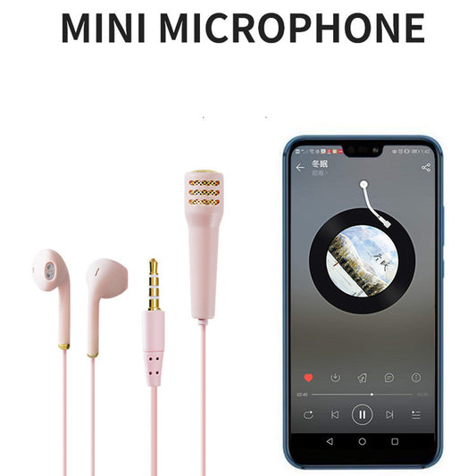 Eprolo wired mini microphone headset for singing practice, compatible with mobile phones, with adjustable headband and earphone design.