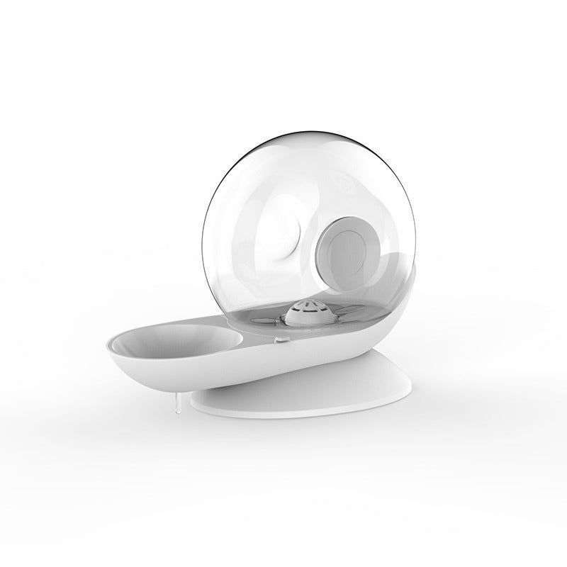 Smart pet water dispenser by eprolo, automatic water feeder for dogs and cats with transparent water reservoir and dispensing spout.