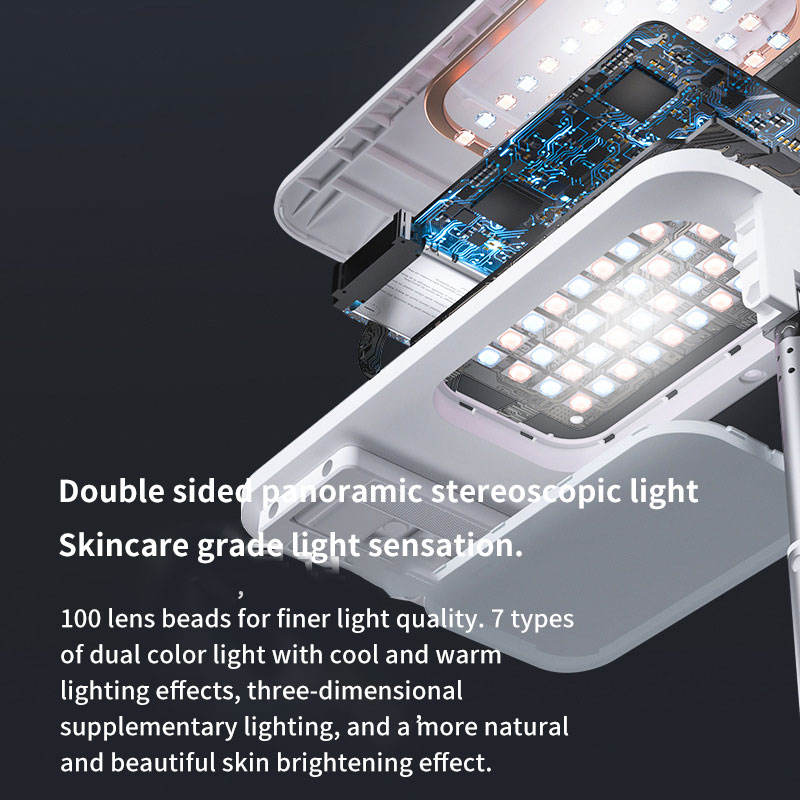 eprolo portable retractable wireless LED selfie fill light with dimmable brightness and phone holder stand for live videos