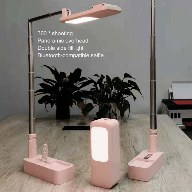 Eprolo portable wireless dimmable LED selfie fill light with phone holder stand for live video and photos.