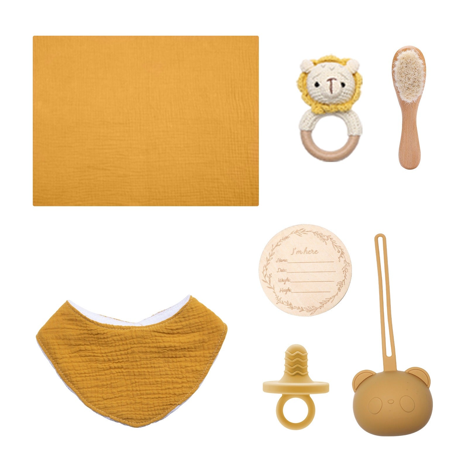 Eprolo full moon-themed baby gift set including bath towel, wool brush, pacifier, and water towel for baby shower.