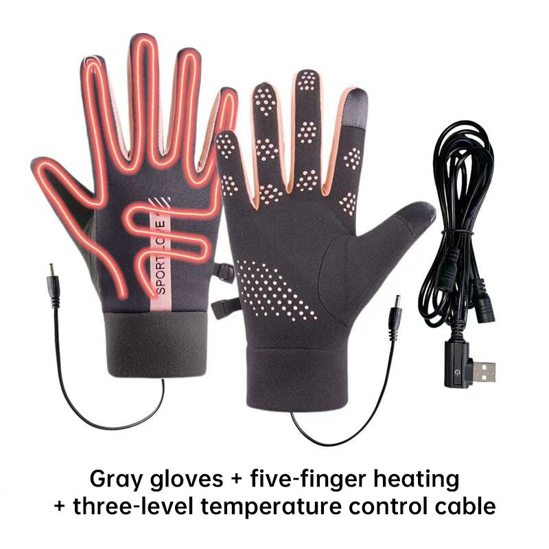 eprolo USB rechargeable heated gloves with adjustable temperature, anti-slip grip, and touchscreen for winter sports comfort