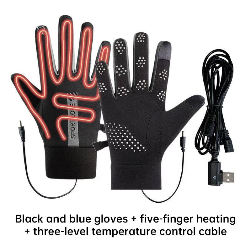 eprolo USB rechargeable heated gloves with adjustable temperature, anti-slip grip, and touchscreen compatibility for winter sports.