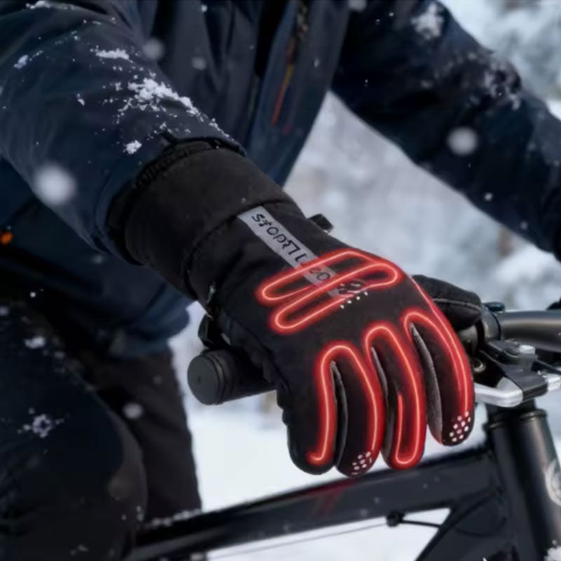 Eprolo USB rechargeable heated gloves with touchscreen, adjustable temperature, anti-slip grip for winter sports and cold weather.