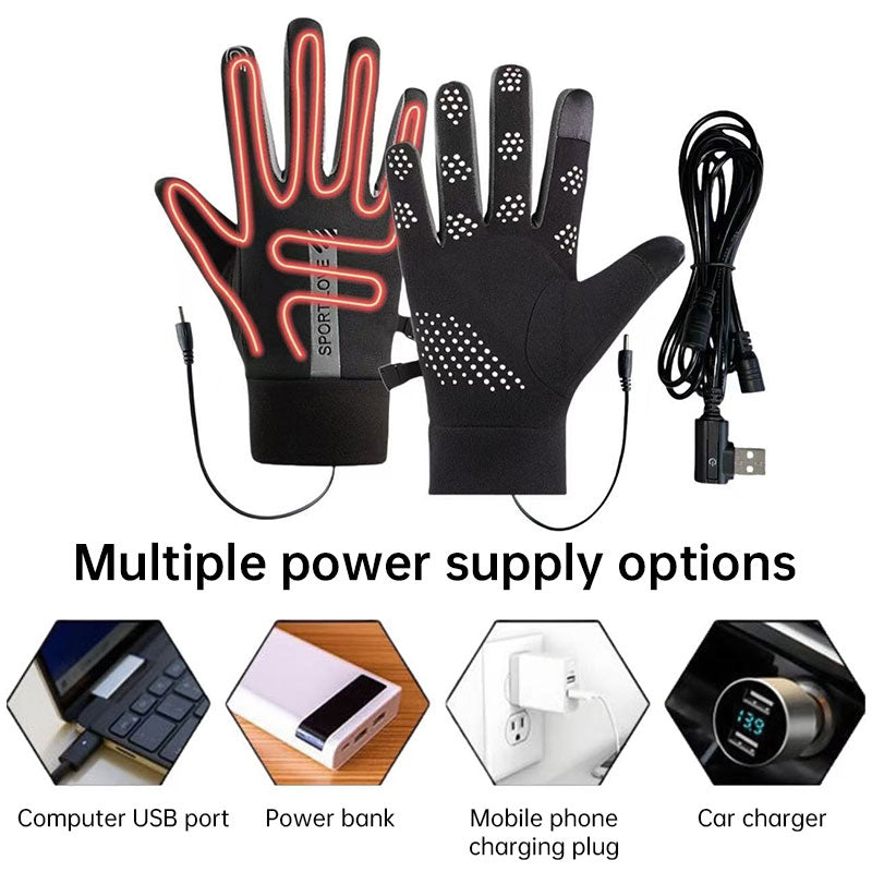 eprolo USB rechargeable heated gloves with adjustable temperature, anti-slip grip, and touchscreen for winter sports.