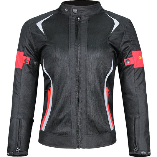 Eprolo women's waterproof motorcycle riding coat, slim fit racing jacket with anti-fall features, shown on a model.
