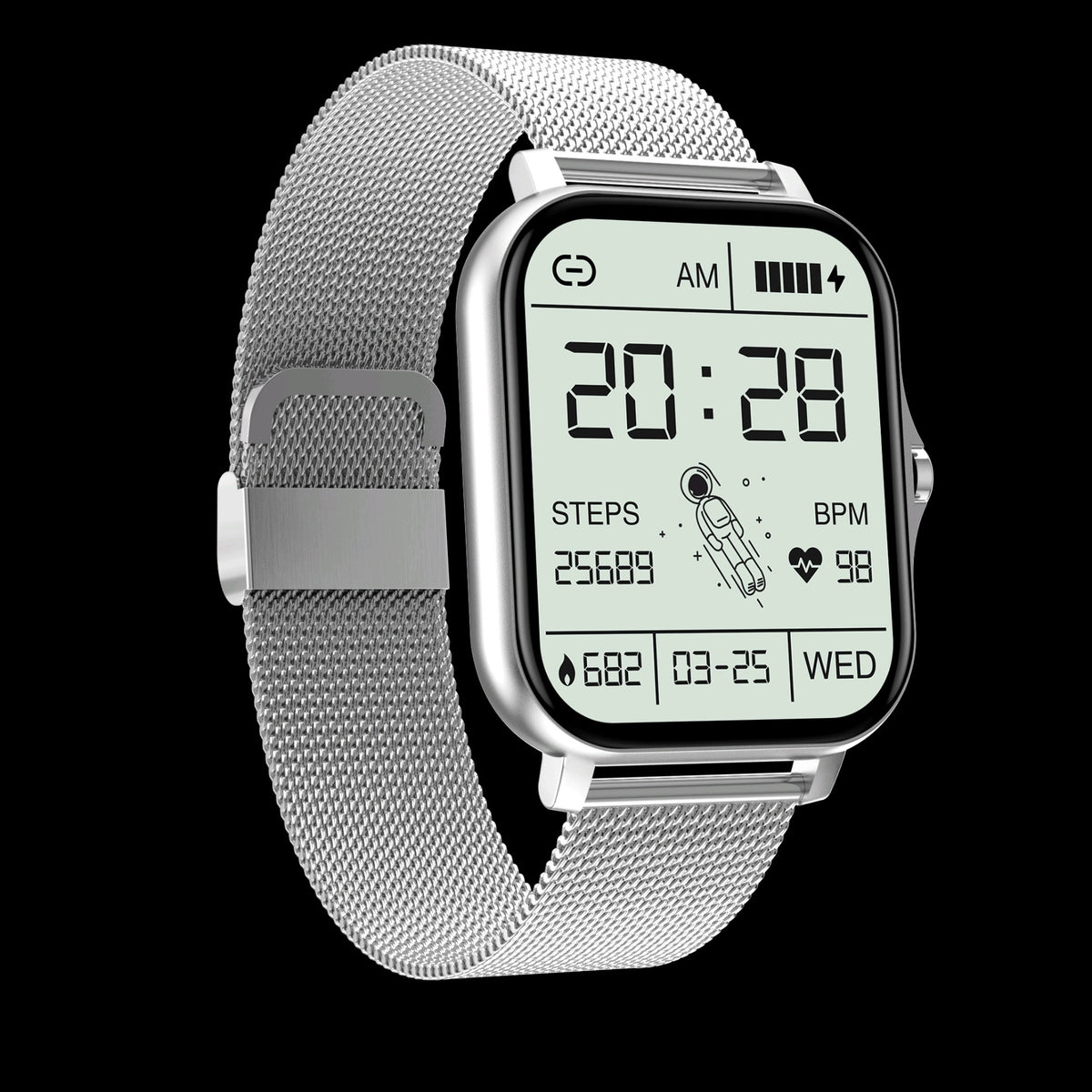 Eprolo Y13 smartwatch with 1.83-inch touch screen, sports bracelet design, Bluetooth call, heart rate monitor, black color.