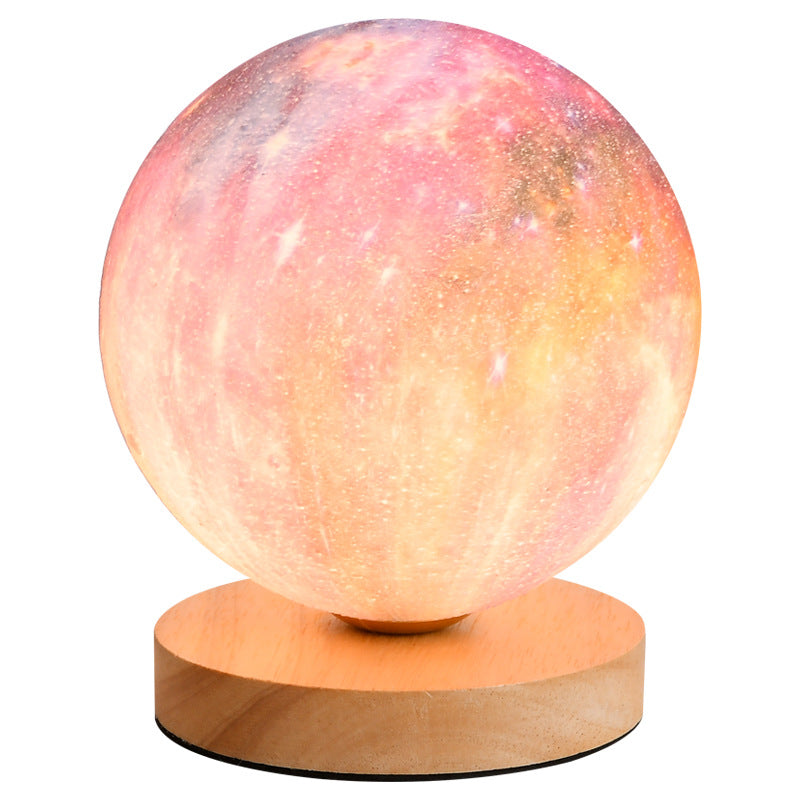Eprolo 3D moon lamp on bedside table, creative moon-shaped desk lamp with charging feature, ideal for bedroom decor and night lighting