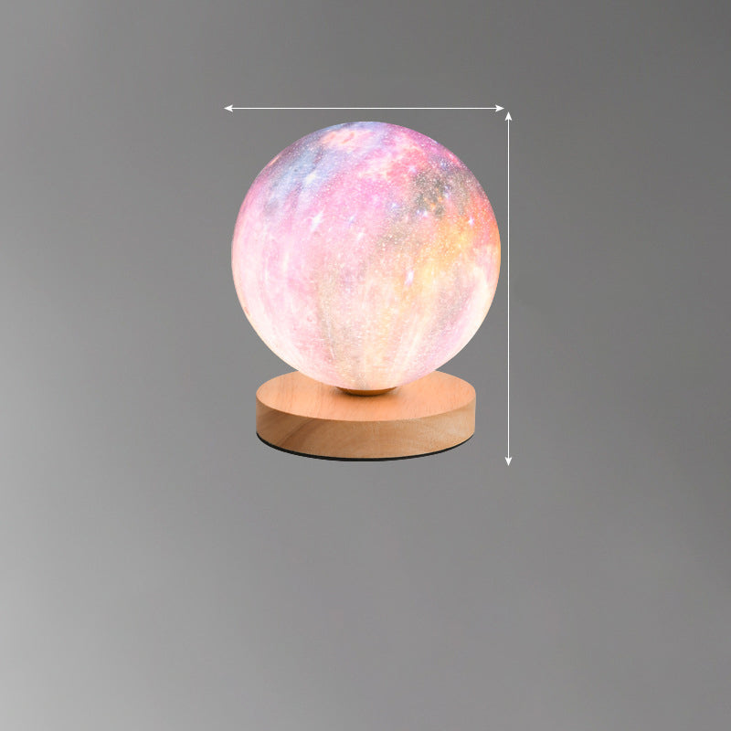 Eprolo 3D moon lamp on bedside table, creative moon-shaped desk lamp with charging feature, ideal for bedroom decor and night lighting