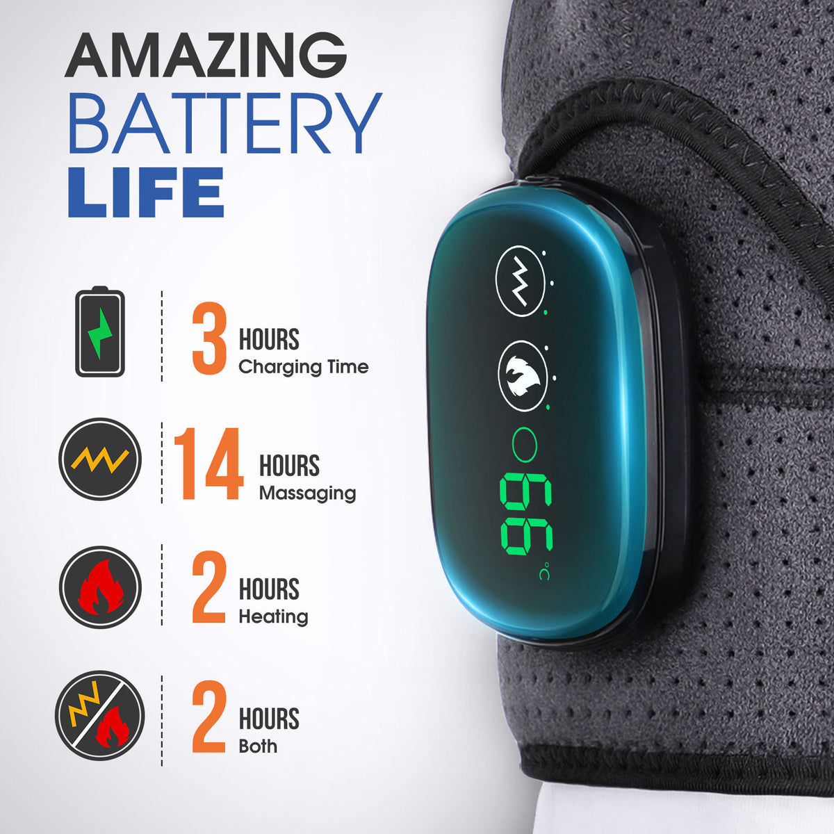 Eprolo massage shoulder support belt with touchscreen controller, rechargeable vibrating heat therapy for shoulder pain relief.