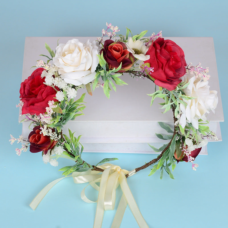 Hawaiian flower garland headwear with roses and fairy details, perfect for flower girls and brides, by eprolo