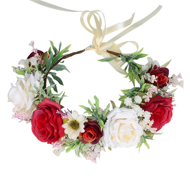 Eprolo Hawaiian flower garland headwear with beautiful roses, perfect for flower girl or fairy bride accessories.