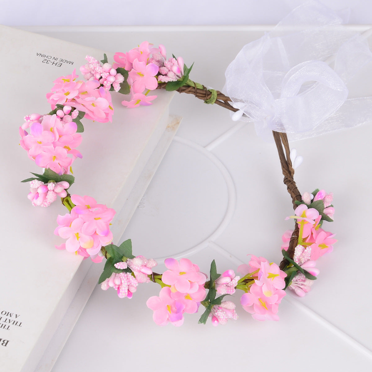 Eprolo Hawaiian flower garland headband with mini simulated flowers, perfect for bridesmaids and wedding bridal headdresses.