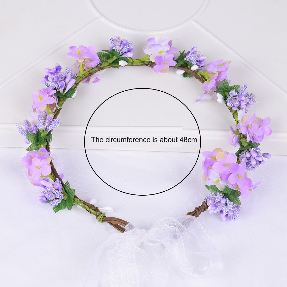 Eprolo Hawaiian flower garland headband with mini simulated flowers, perfect for brides and bridesmaids as a wedding headdress.
