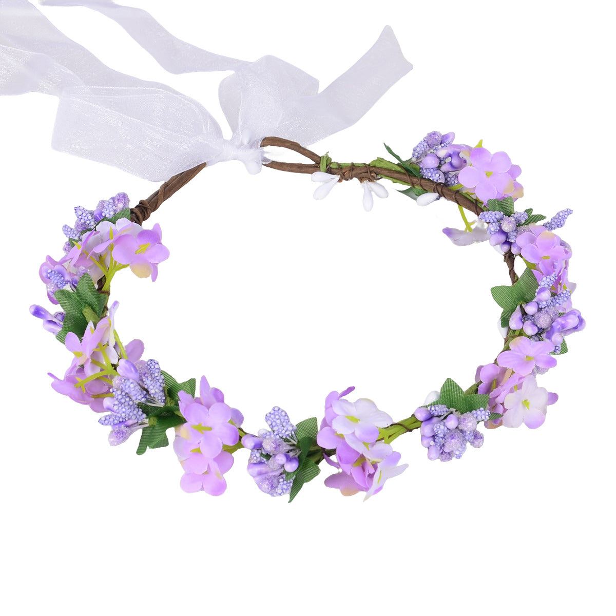 Eprolo Hawaiian flower garland headband with mini simulated flowers, perfect for brides, bridesmaids, or wedding photos.