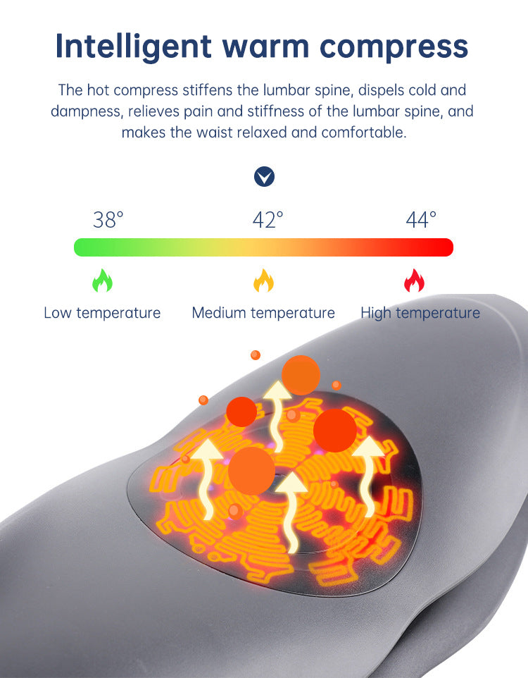 Eprolo waist massager with inflatable lumbar traction, hot compress, back and cervical stretcher for pain relief and muscle relaxation.