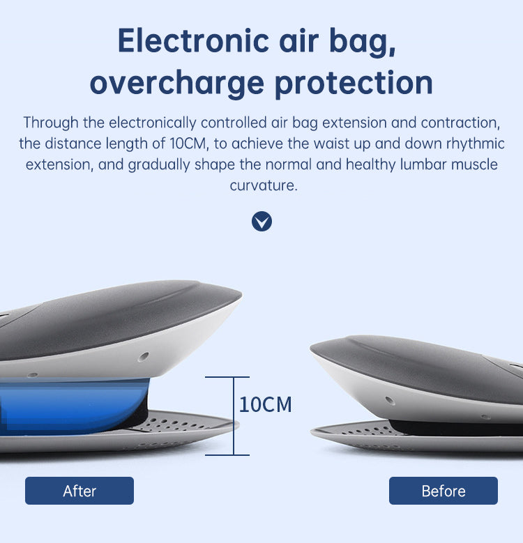 Eprolo waist massager with inflatable lumbar traction, hot compress, and back cervical stretcher for pain relief and muscle relaxation.