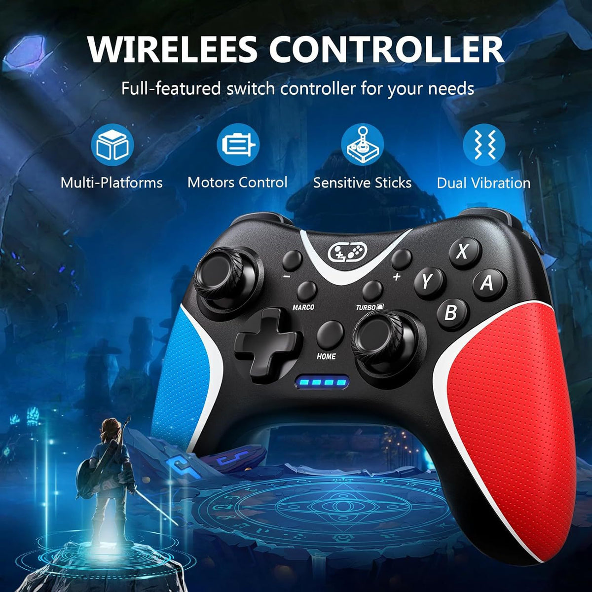 Wireless Switch game controller by eprolo with customizable back key and Bluetooth connectivity for seamless gaming.