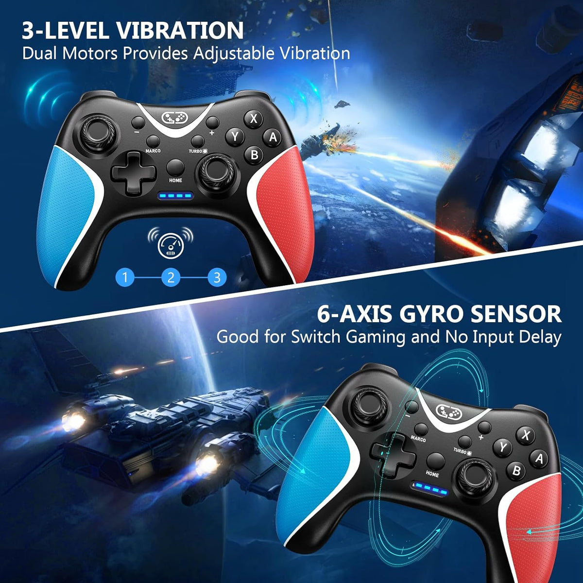 Wireless eprolo Switch game controller with custom back key programming and Bluetooth connectivity, designed for seamless gaming.