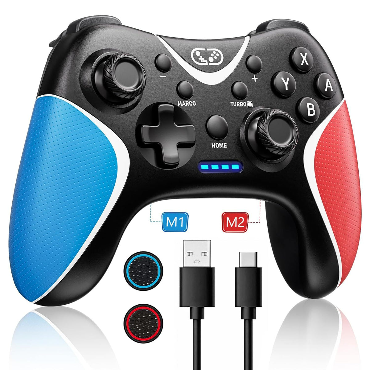 Wireless eprolo Switch game controller with custom back key programming and Bluetooth connectivity for Nintendo Switch gaming.