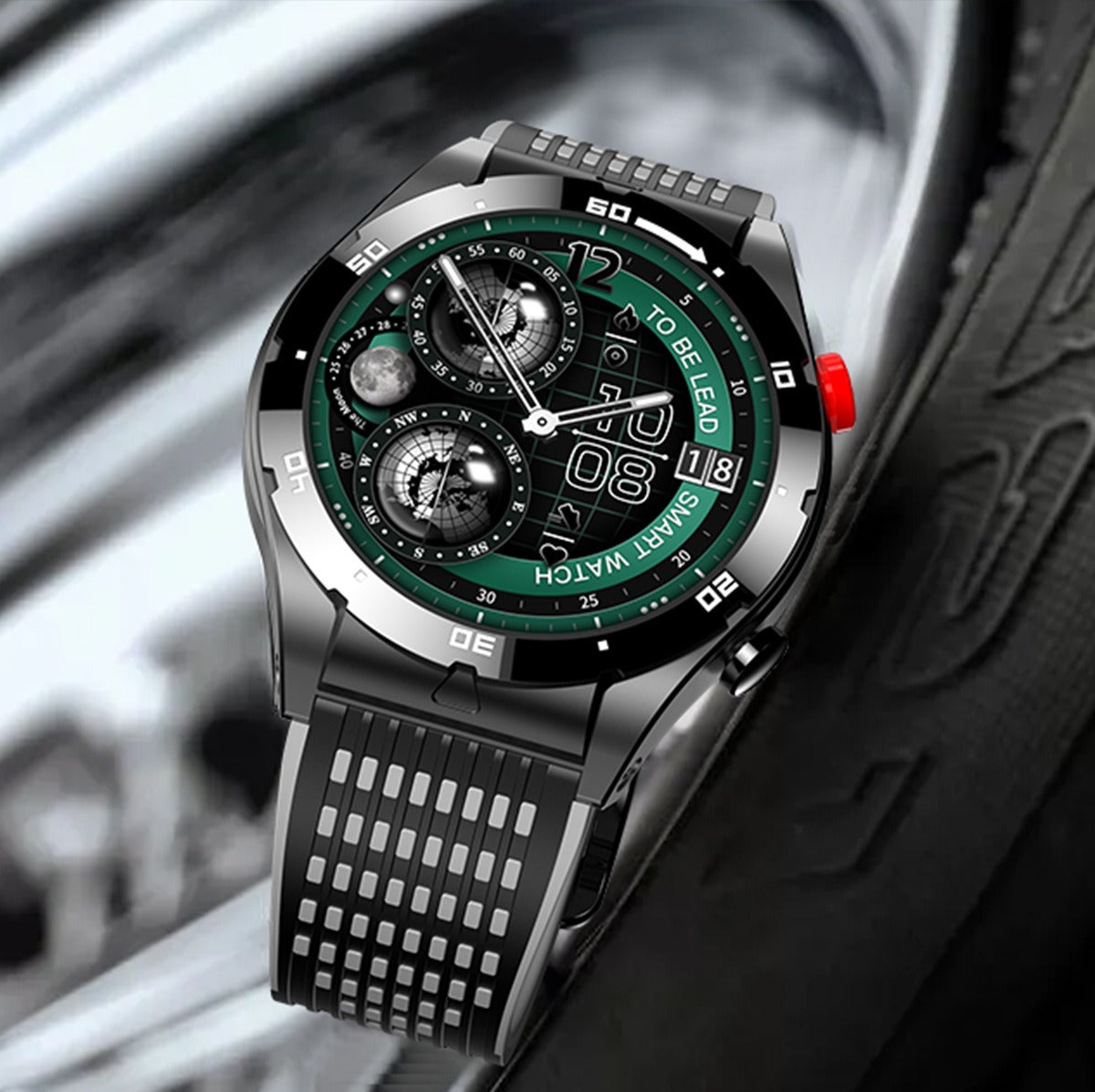 Eprolo EX102 smart watch with double starry sky sports strap for men, showing the watch face and strap design in detail.