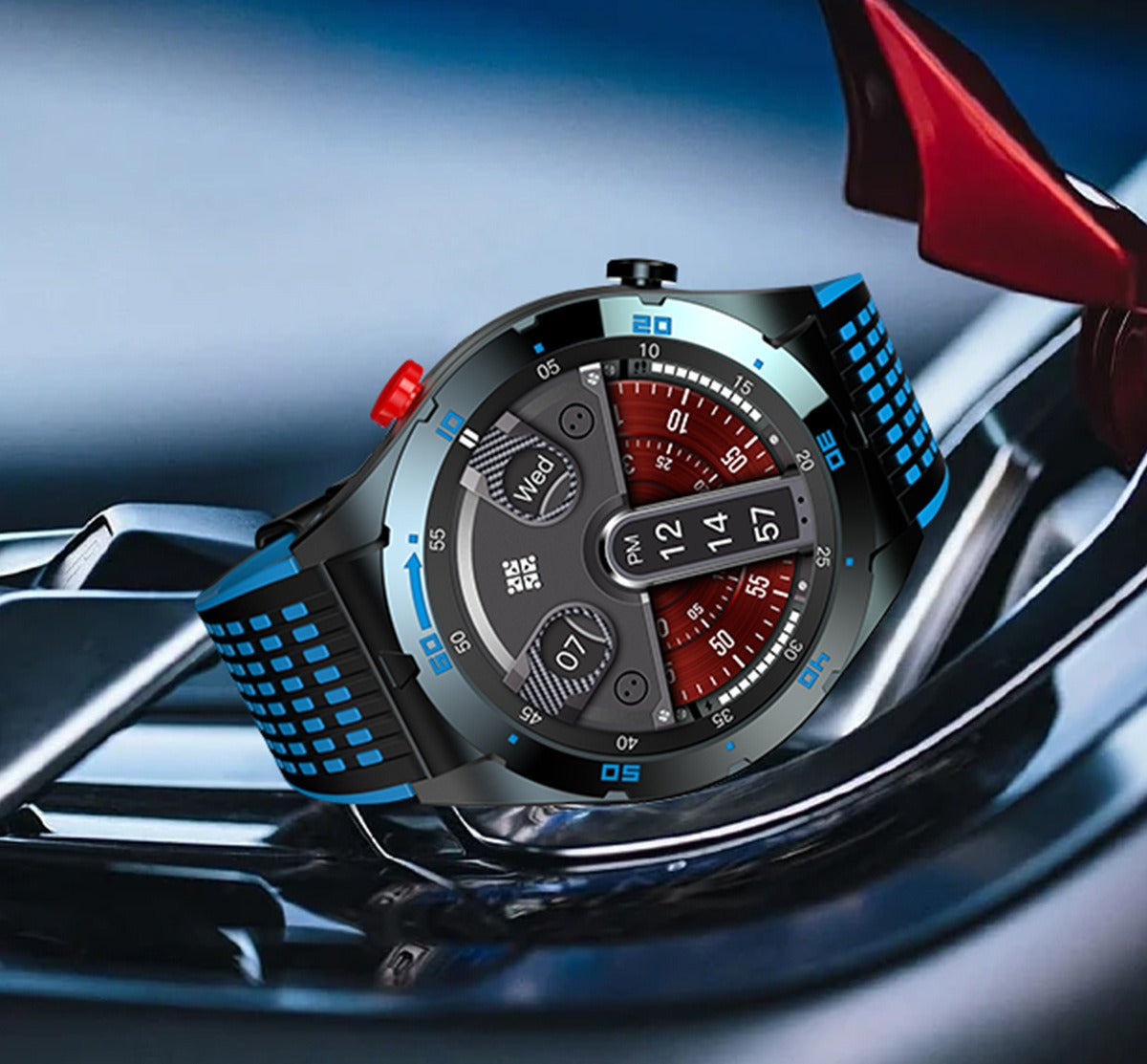 Eprolo EX102 smart watch with double starry sky sports strap for men, showcasing the watch face and strap design.