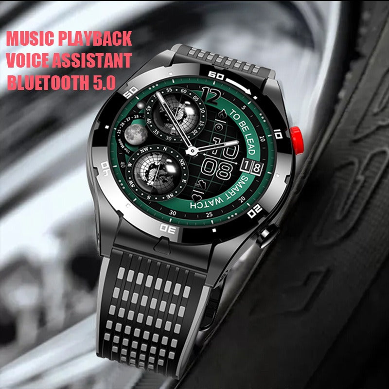 Eprolo EX102 smart watch with double starry sky sports strap for men, showing a sleek design and vibrant starry sky pattern.