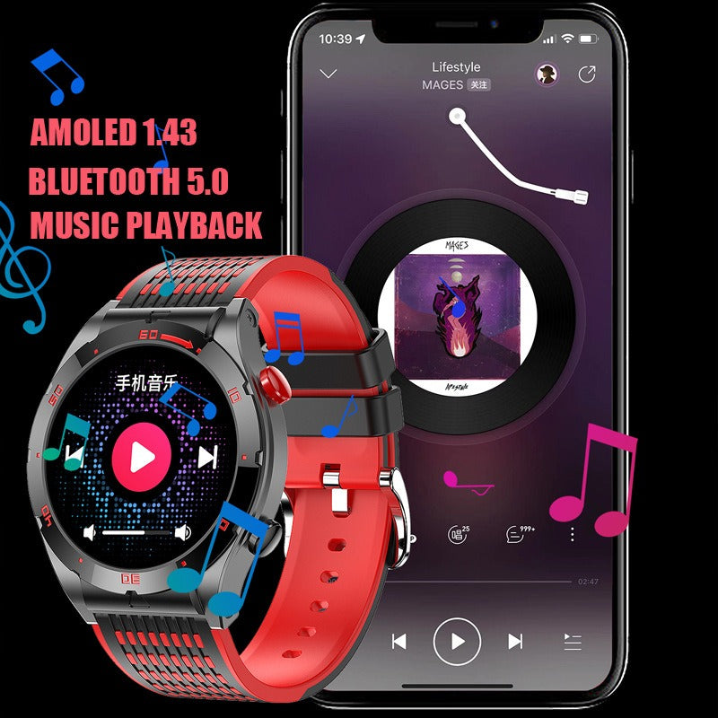 Eprolo EX102 smart watch with starry sky sports strap for men, featuring a sleek digital display and comfortable band.