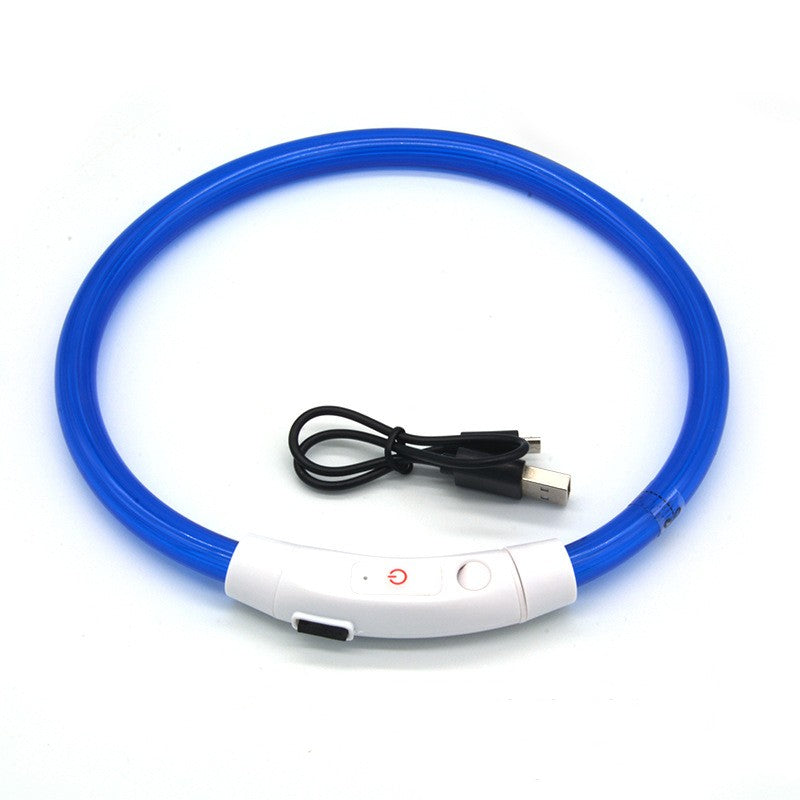 Eprolo luminous dog collar with LED light, USB rechargeable pet collar, adjustable neck strap for visibility and safety.