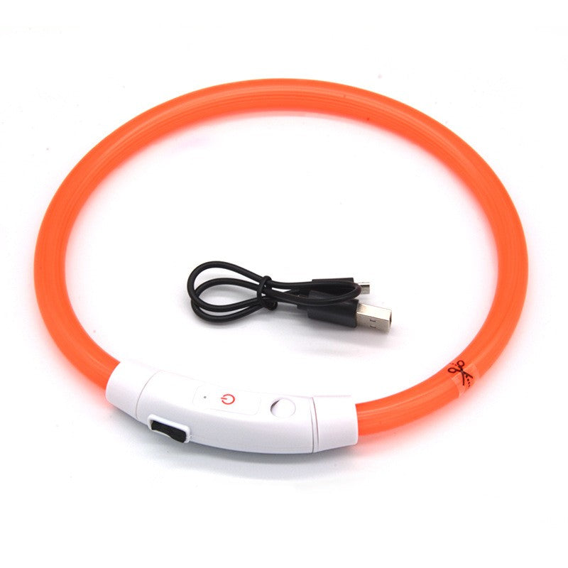 Luminous LED dog collar by eprolo with USB charging, glowing pet collar with adjustable strap and bright nighttime visibility.