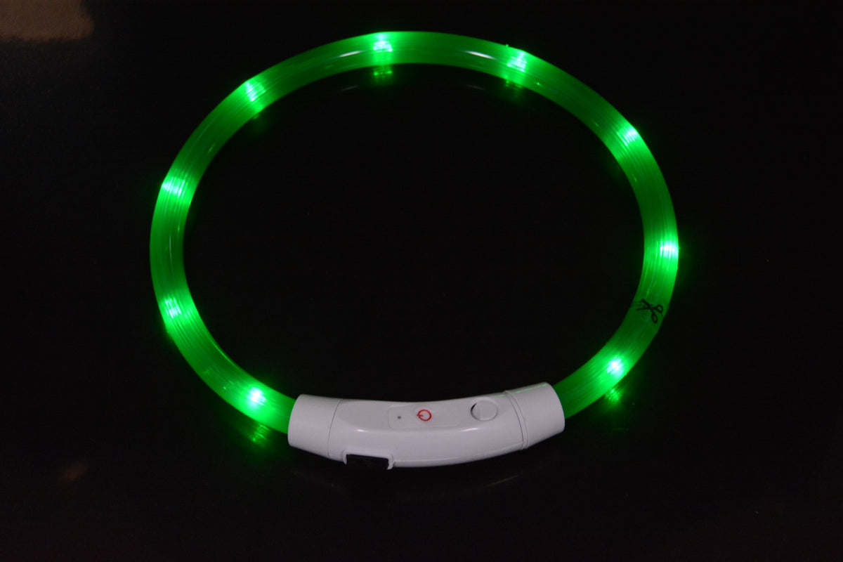 Eprolo luminous dog collar with LED light, USB rechargeable pet collar, adjustable neck ring for nighttime visibility.