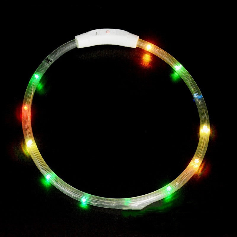 Eprolo luminous LED dog collar with USB charging, adjustable pet collar with bright glow for visibility during walks at night.