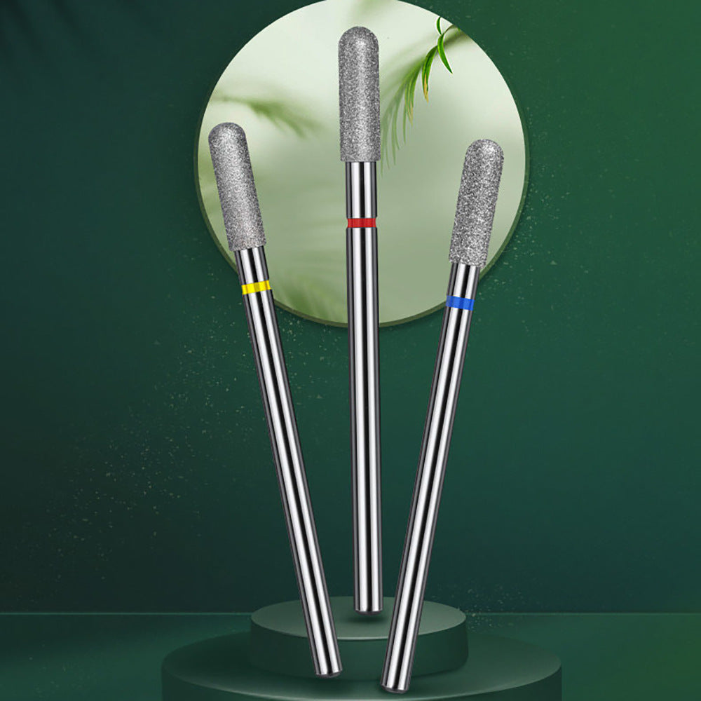 Eprolo nail cylinder flat head grinding bit made of tungsten steel for nail treatment and removal, shown in close-up image.