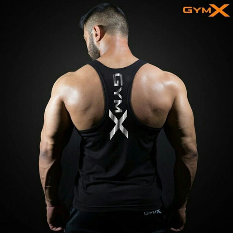 Men's eprolo fitness vest, tight-fitting muscle T-shirt with sleeveless design, quick-drying top for exercise and training.