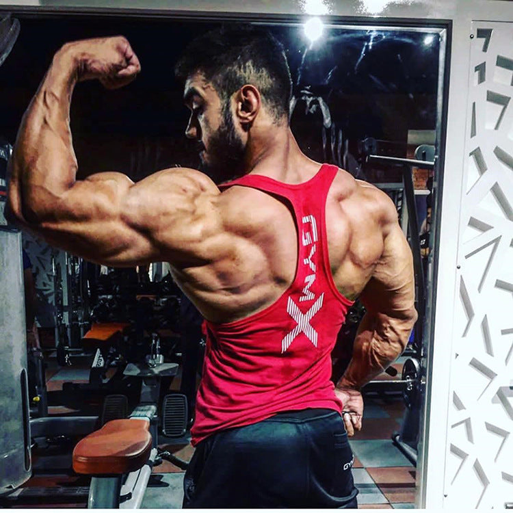 Men's eprolo fitness vest, sleeveless muscle training T-shirt, quick-drying, tight fit for exercise and gym workouts.