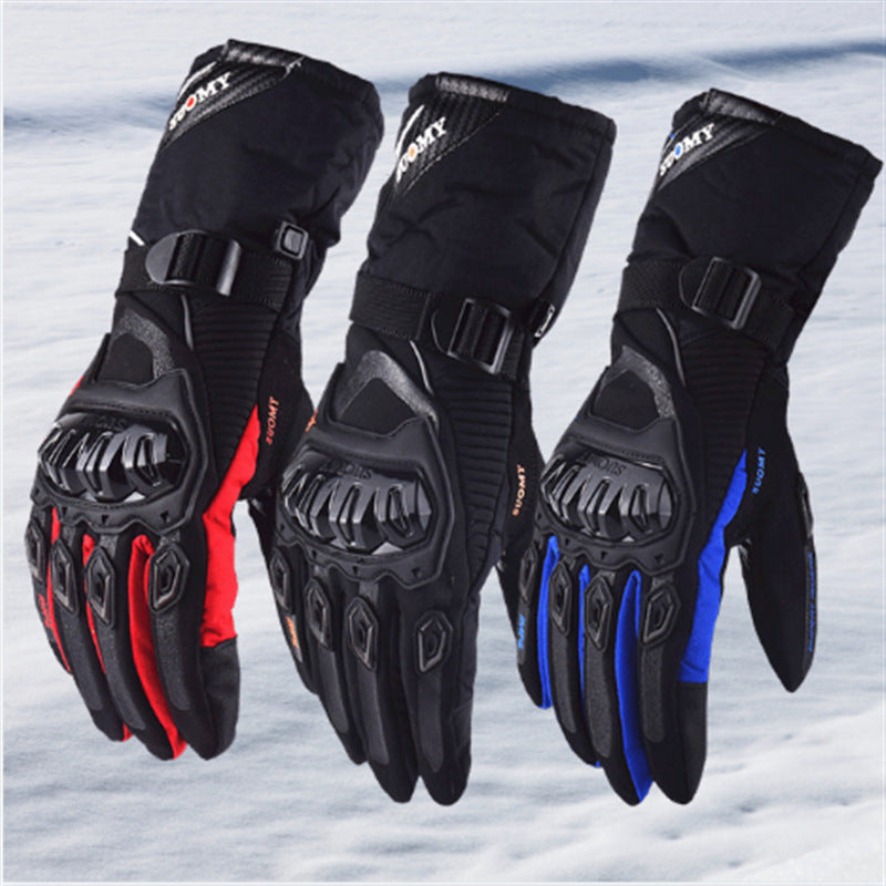 Eprolo waterproof winter motorcycle gloves with touch-screen fingertips, thick long design, windproof, warm, and hand guards.
